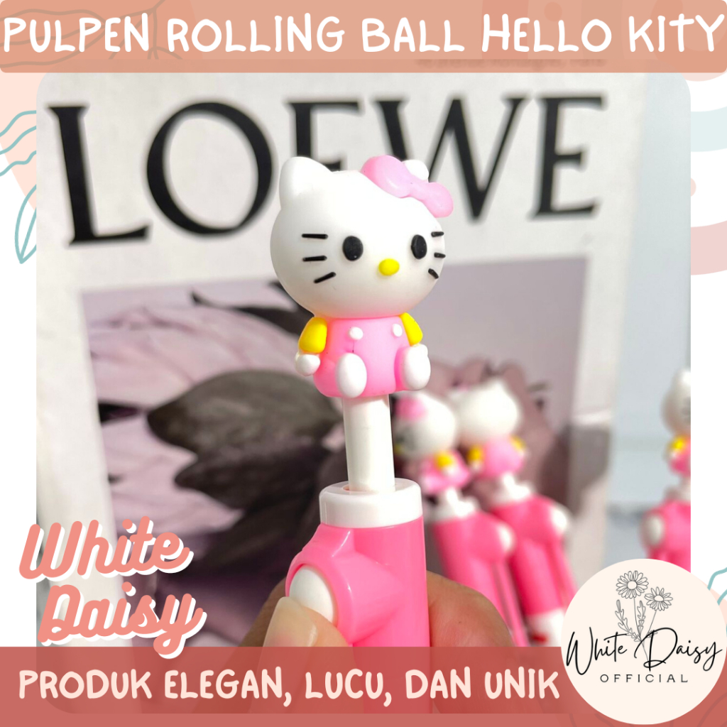 

Pulpen rolling ball Hello Kity premium pena bola putar satuan lusinan