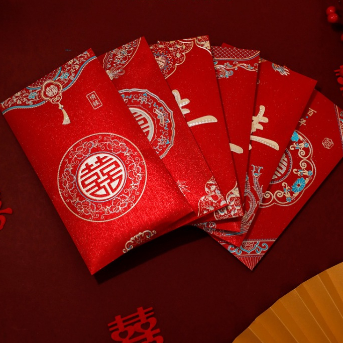

[JUMBO SHUANG XI 21,5 X 12 CM ] JUMBO Kertas Amplop Angpao /Angpau / Hongbao Wedding, Sangjit , Uang Susu, Pernikahan / Shuang Xuang Xi