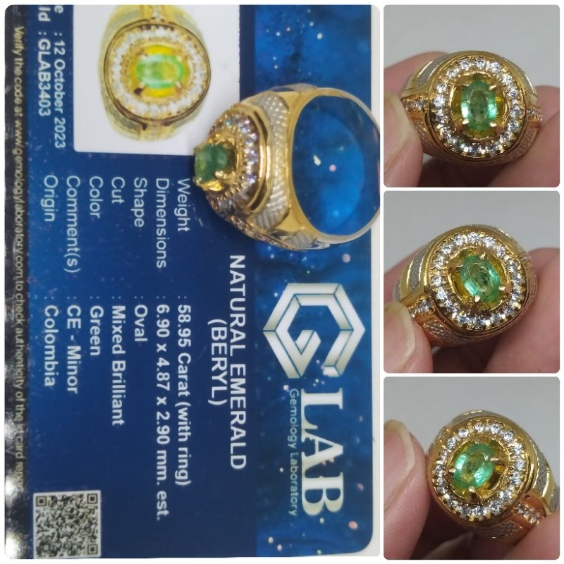 Natural emerald beryl Columbia memo GLab Minor zamrud Colombia