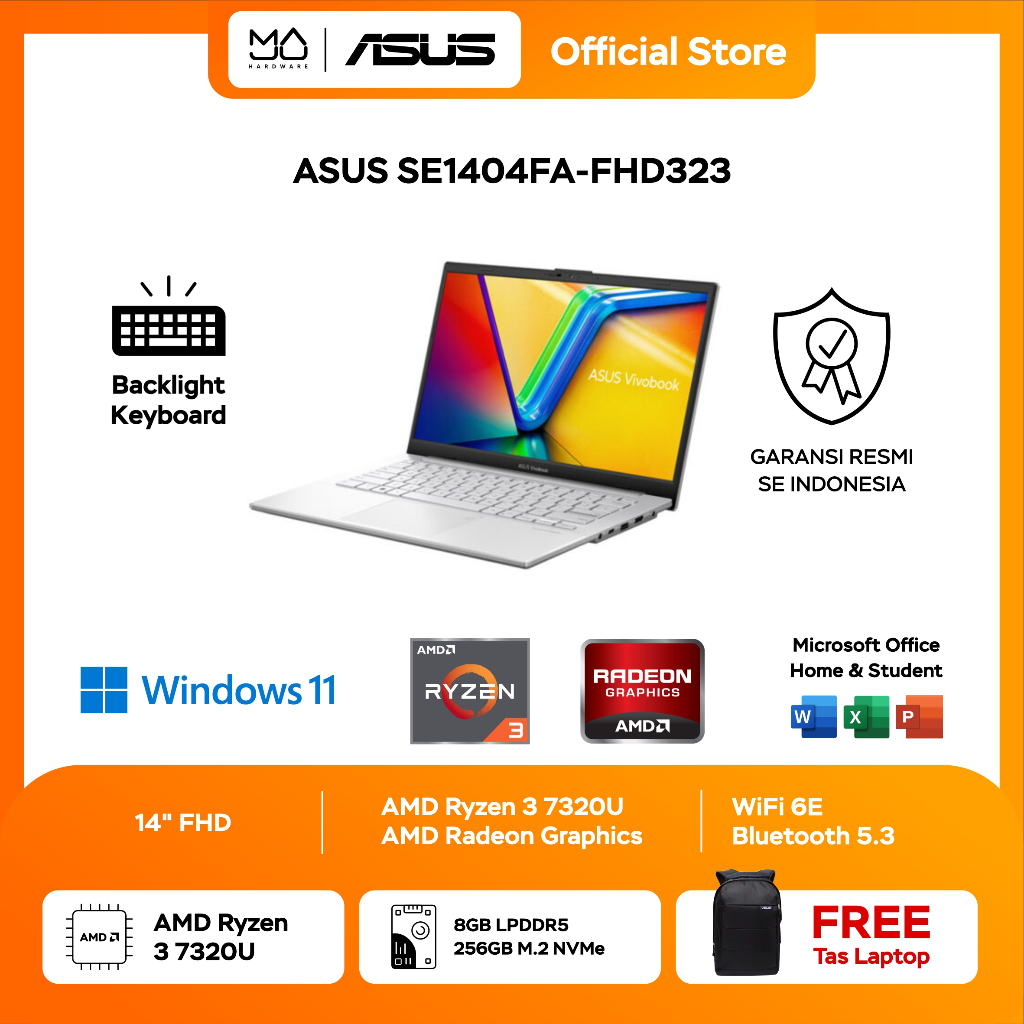 LAPTOP ASUS E1404FA FHD323 Ryzen 3 7320U 8GB 256GB W11 OHS