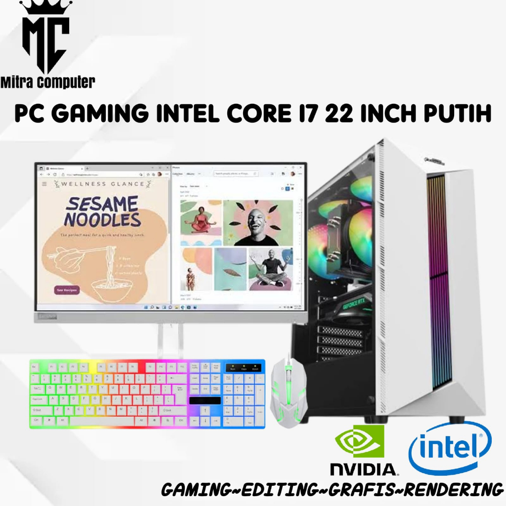 PC GAMING EDITING CORE I5 WITH MONITOR 22 INCH TYPE PANEL IPS SIAP PAKAI