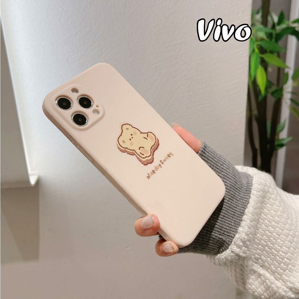 Biscuit Bear Case VIVO Y83 Y81 Y71 Y55 2016 Y53 2017 Y51L Lens Cover Soft Case Square Edge 0152