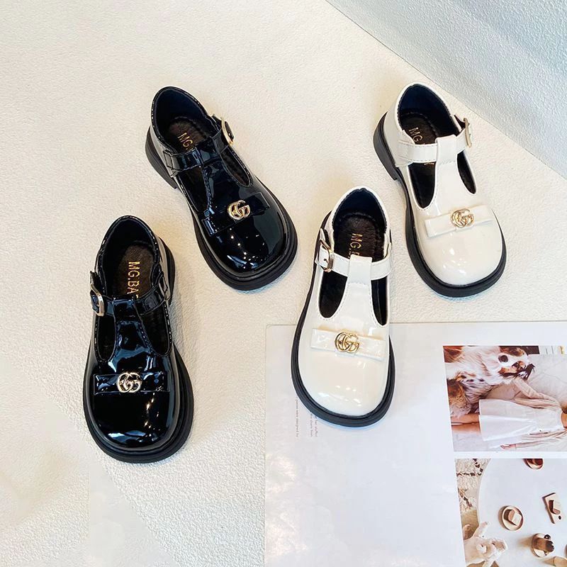 26-36 Pantofel Shoes Mg Baby Girl Ribbon GG Black White Sepatu Pesta Anak Cewek Hitam Putih