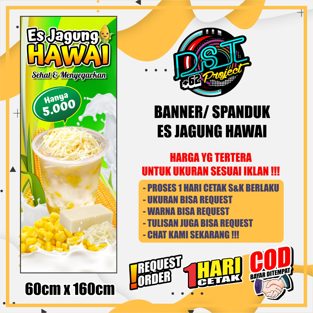 BANNER / SPANDUK ES JAGUNG HAWAI 60 X 160