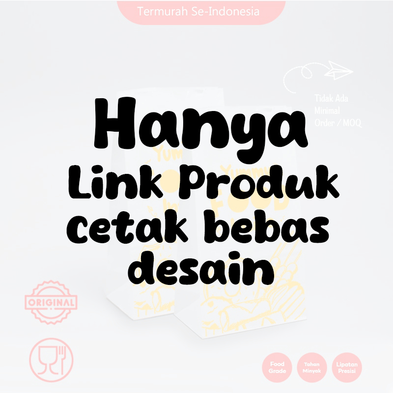 (Bebas Desain) Kantong Kertas Custom Beragam Ukuran / Bungkus Makanan Kantong Kertas Roti, Kue, Gore