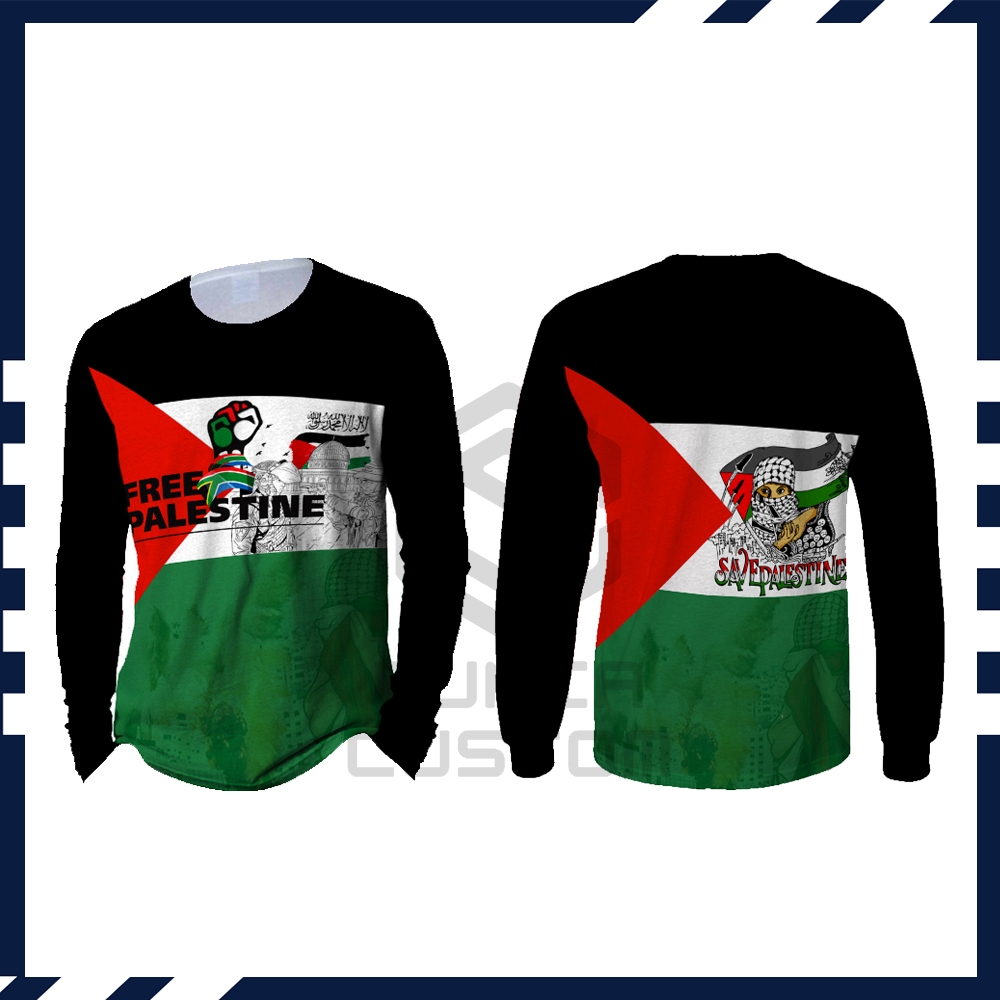 Kaos Palestina | Kaos Baju Save Palestina Lengan Panjang Fullprint