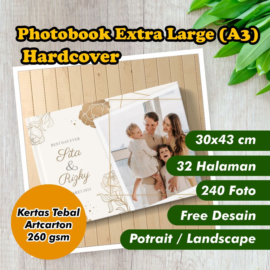 Photobook XL / A3 (32 hal) - 240 FOTO - 30 x 43 cm - Hardcover - Cetak Album Magazine Foto Book Kola