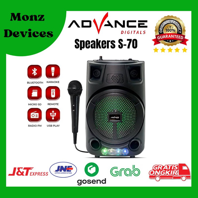 SPEAKERS S70 ADVANCE BLUETOOTH SPEAKERS portable Gatansi resmi / speakers audio/ mic speakers