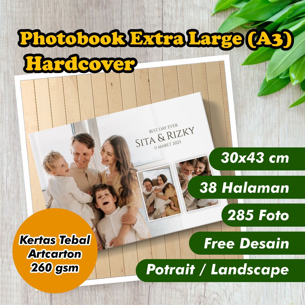 Photobook XL / A3 (38 hal) - 285 FOTO - 30 x 43 cm - Hardcover - Cetak Album Magazine Foto Book Kola