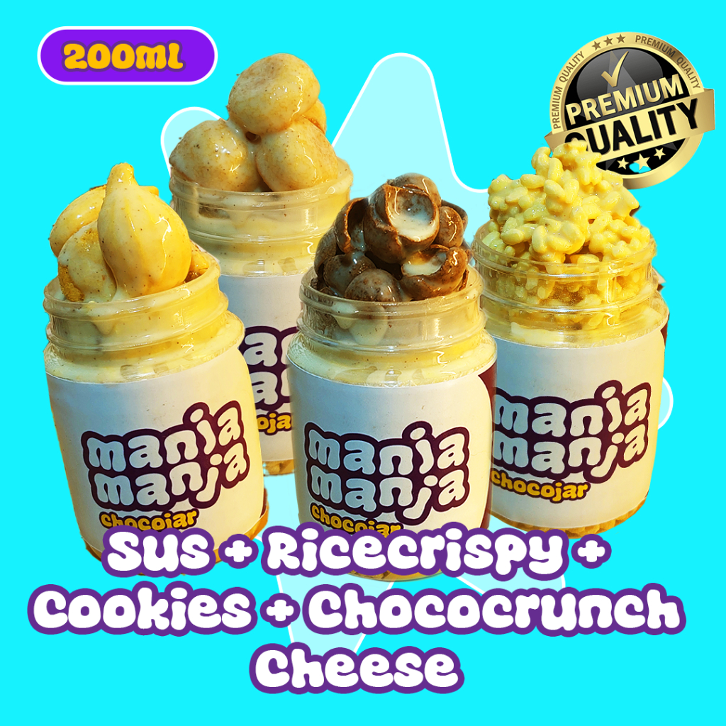 

( Paketan Isi 4 Cheese 200 ml) Sus+Cookies+Chococrunch+Ricecrispy Cemilan Snack Lumer Premium - ManjaManja Jarjoy by Nala