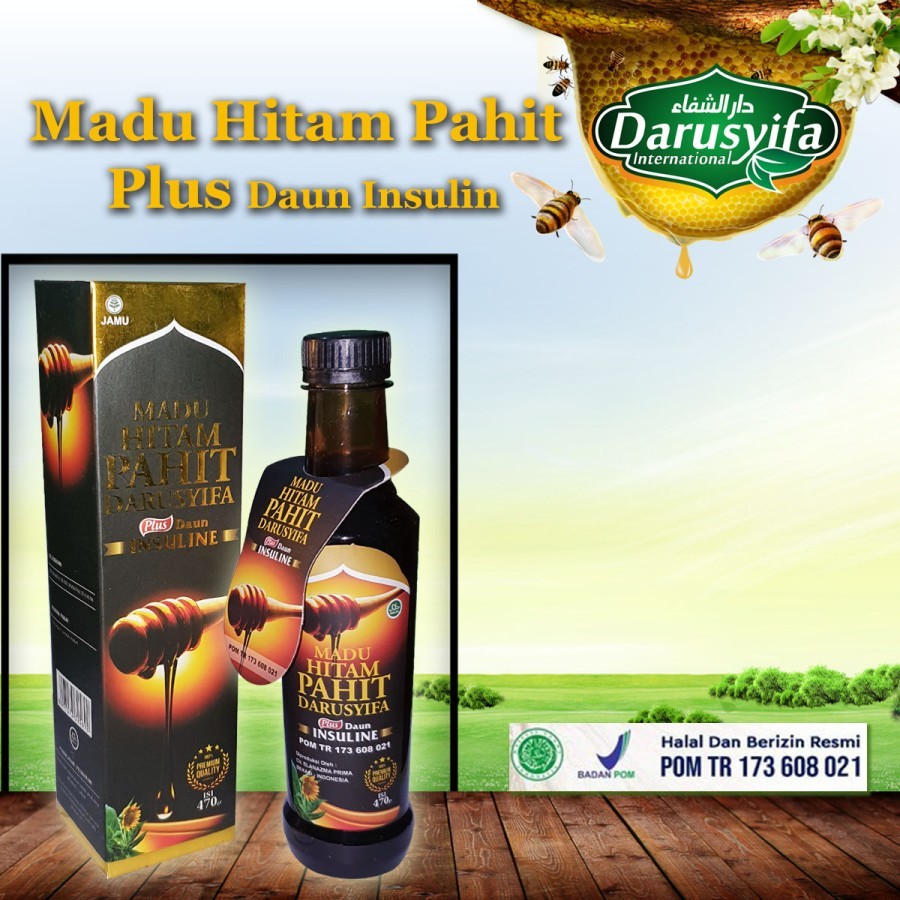 

Madu Hitam Pahit Plus Daun Insulin Darusyifa 470 Gr