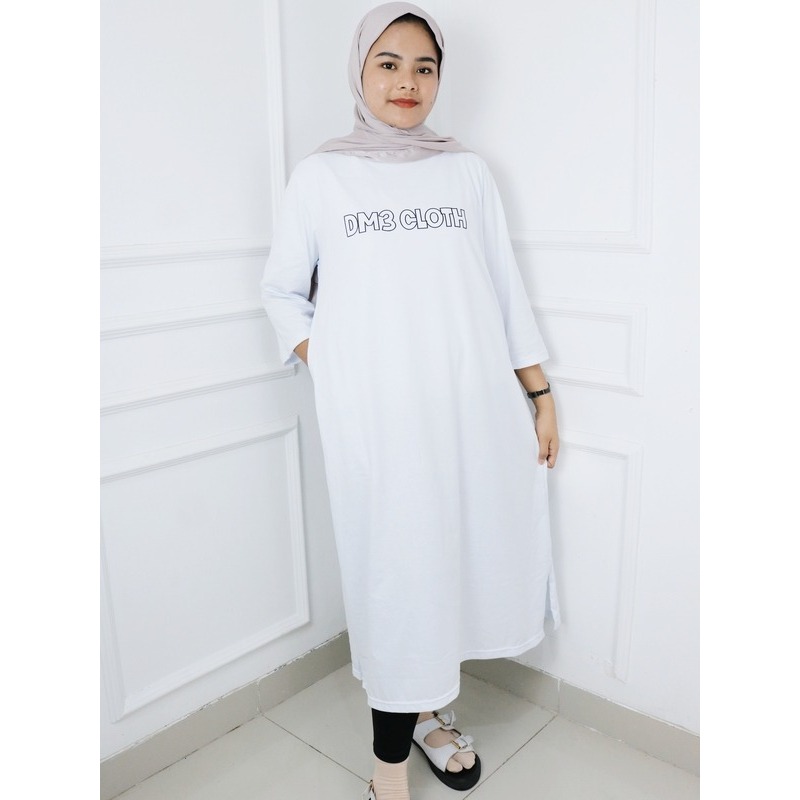 Gamis Terbaru DM3 MIDI DRESS BO S M L XL Dan XXL Bahan Kaos Katun Combed 24s Aplk Sablon Baju Gamis 
