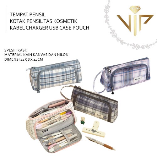 

VIP TEMPAT PENSIL KOTAK PENSIL TAS KOSMETIK KABEL CHARGER USB CASE POUCH