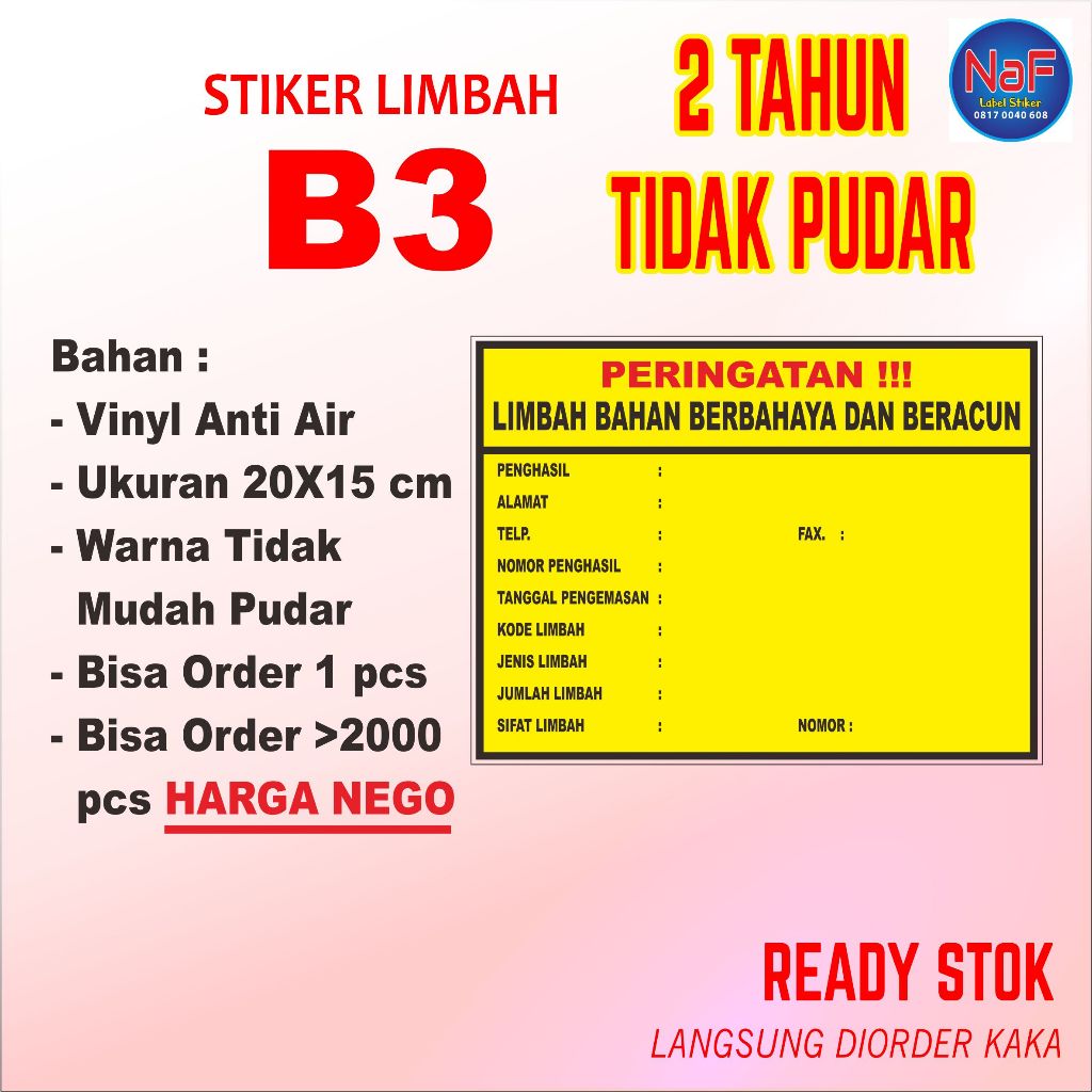 

Stiker label limbah B3 bahan berbahaya dan beracun Vinyl anti air