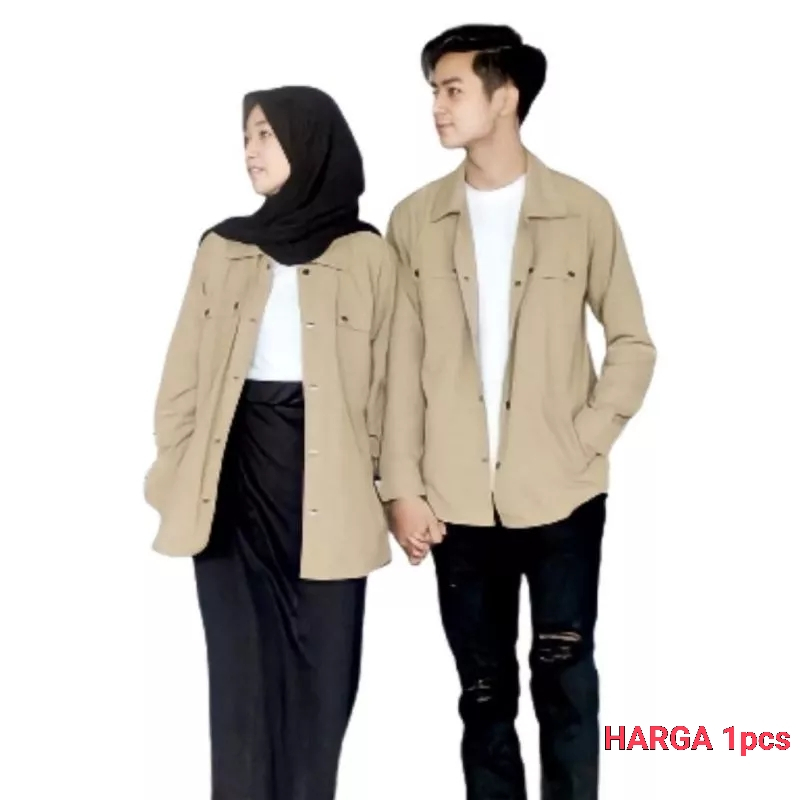 Kemeja Outer Couple Set Korean Style - Kemeja Oversize Pria Wanita - Baju Couple