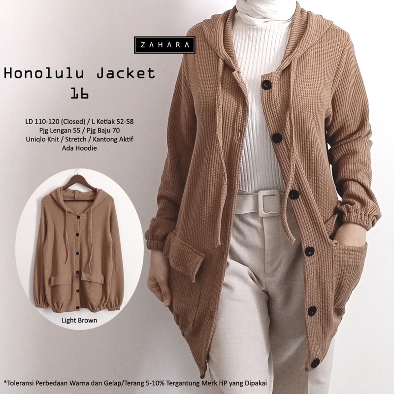 Honolulu Jaket By Zahara. Jaket Hoodie Outer Polos Basic Rajut Knit Halus Adem Jumbo Oversize Korean