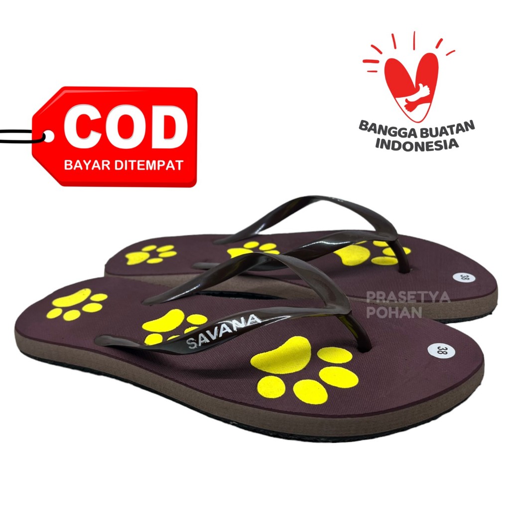 Sandal Jepit Wanita - Sandal Wanita - Sandal Rumah Jepit Colorful PAW BLACK