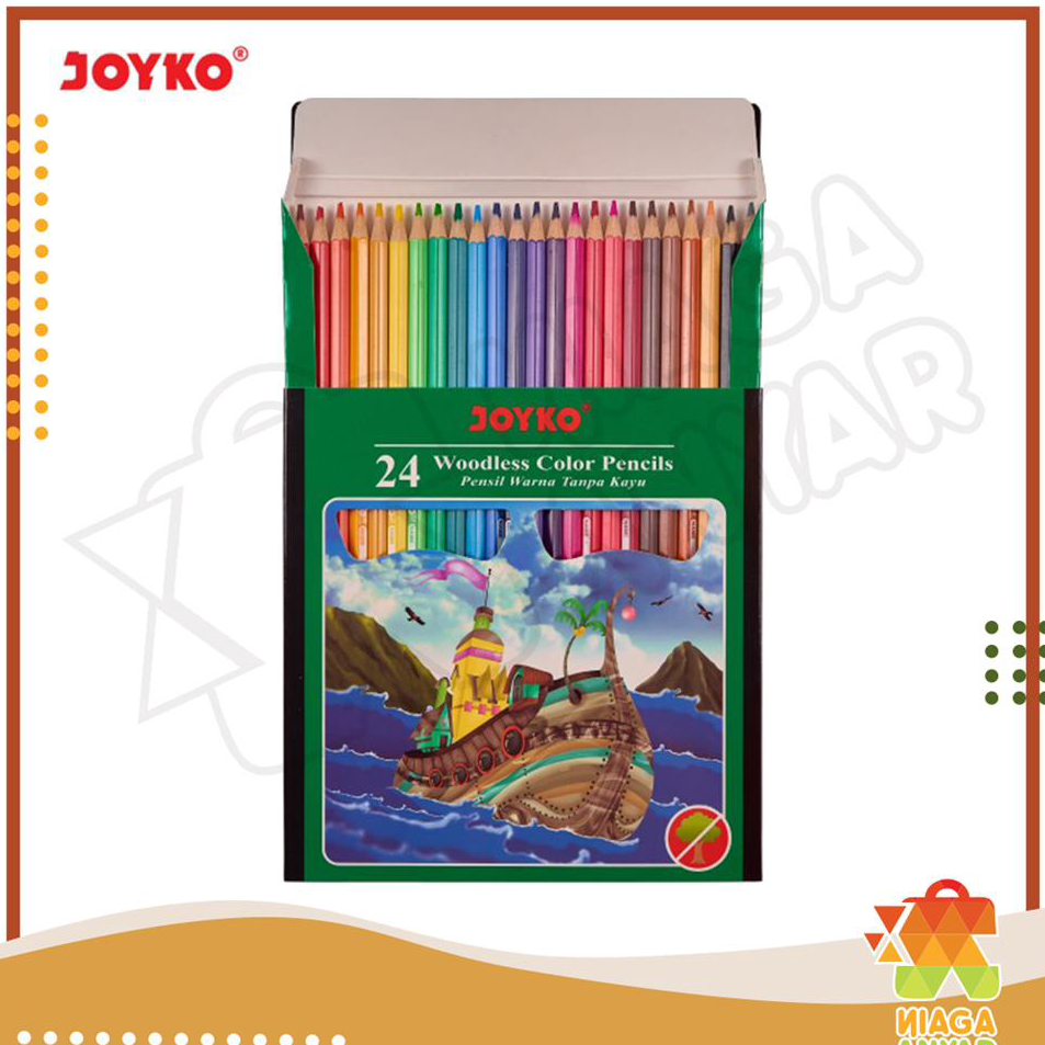 

Best NA JOYKO Pensil Warna 24 Warna CP-104 / Woodless Color Pencils Hexagonal Grips Joyko Panjang isi 24 Pcs