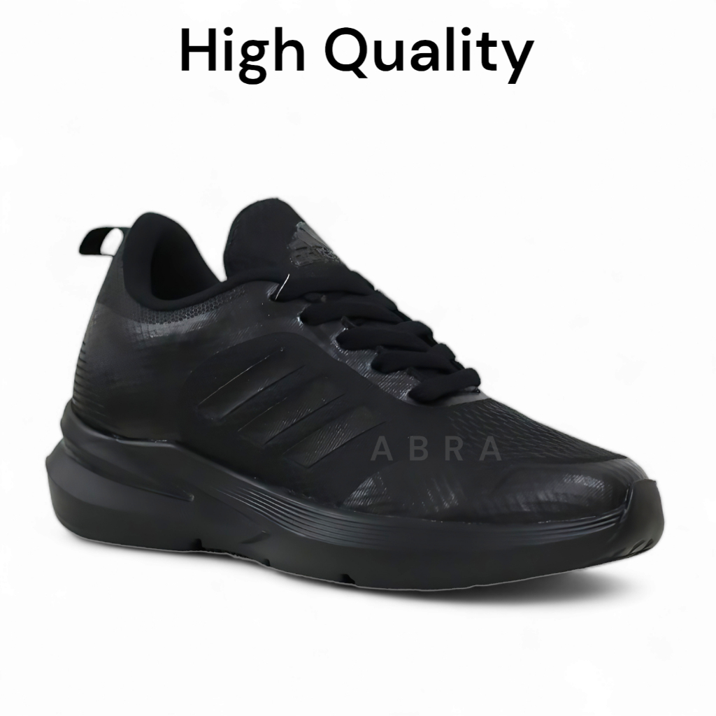 ABRA Sepatu Kerja Sekolah Full Hitam Polos Anak SD SMP SMA Adidas RunFalcon Running Triple Black 10 