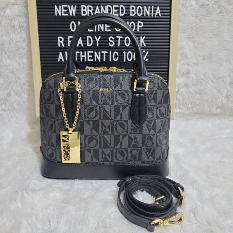 tas bonia original alma monogram hitam S