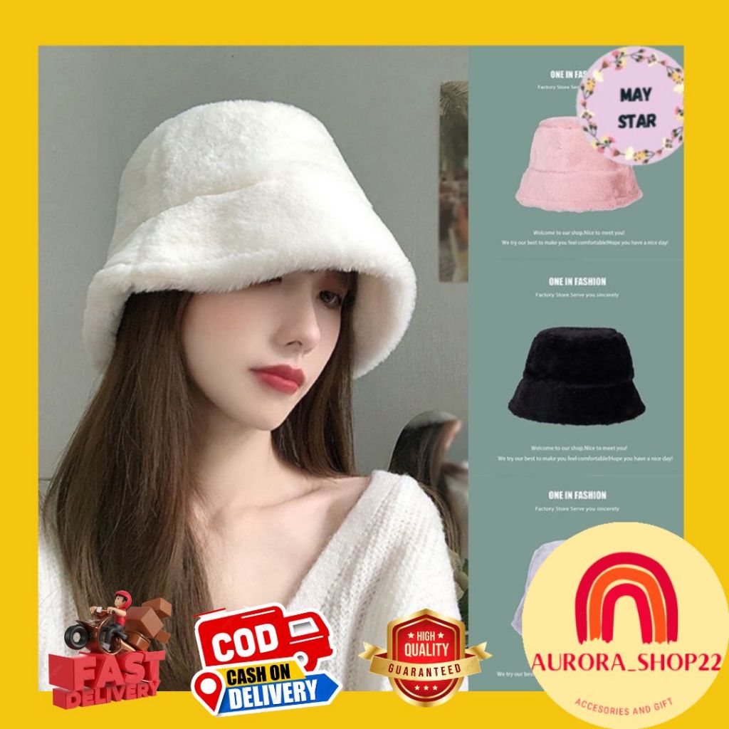 [COD] TOPI WANITA FASHION ALA KOREA TOPI BUCKET HAT KUPLUK MODEL BULU CUTE TOPI WANITA FASHION IMPOR