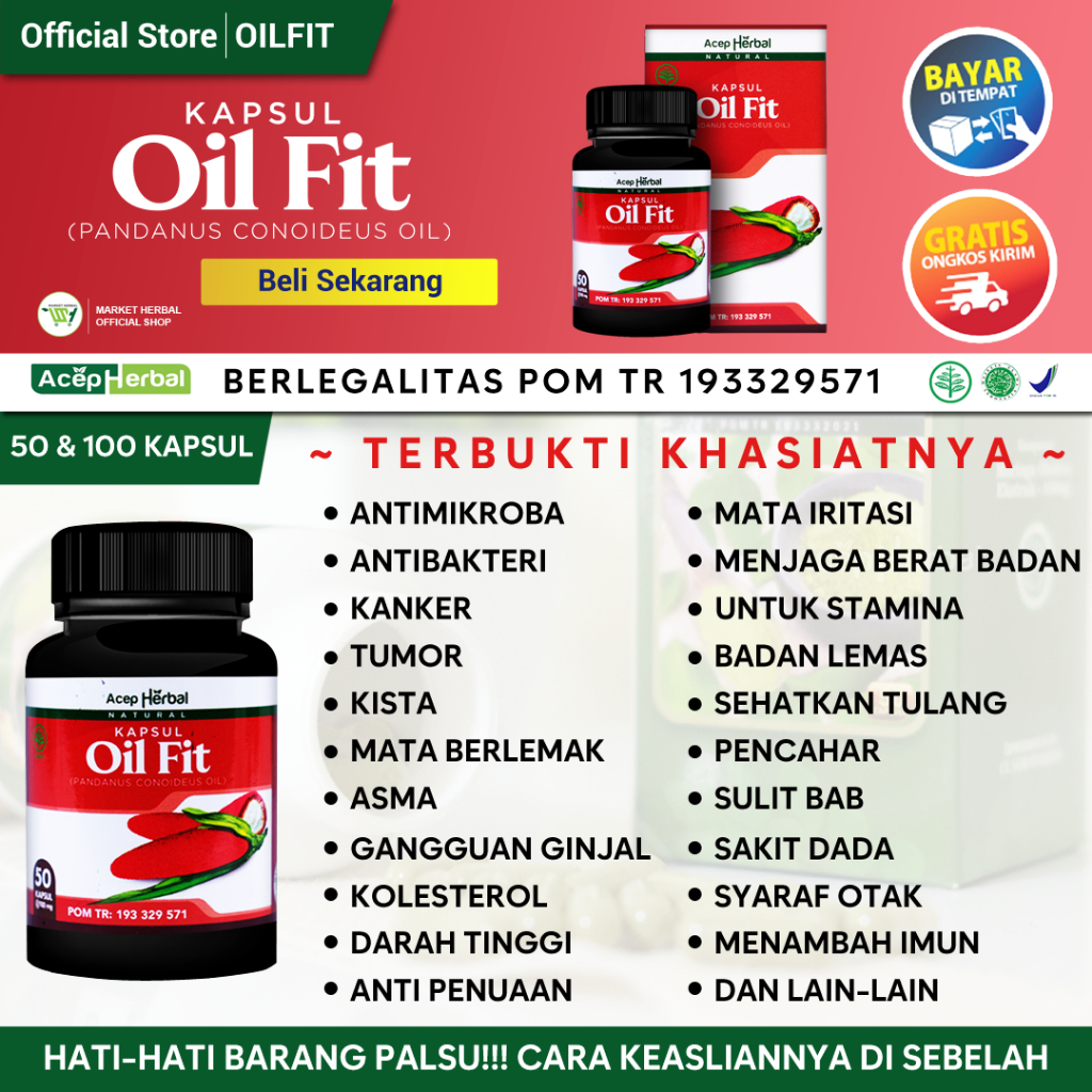 OilFit Ekstrak Buah Merah Papua Asli Suplemen Kesehatan Isi 50 Kapsul