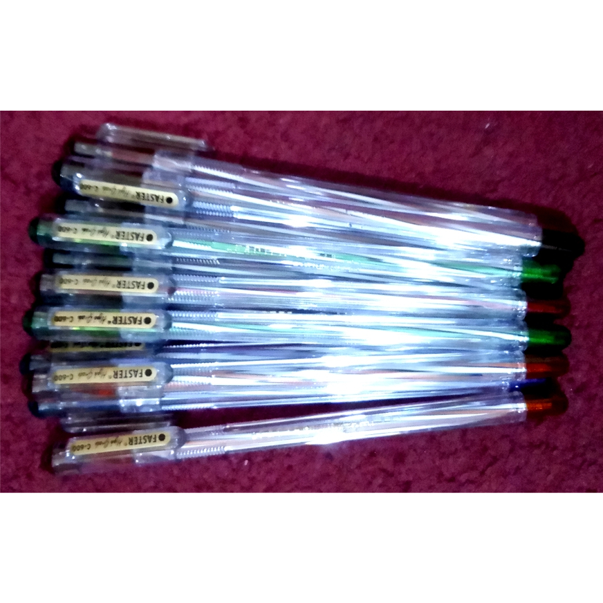 

(1 pack isi 12) Bolpoin Faster C 600, pen faster hitam
