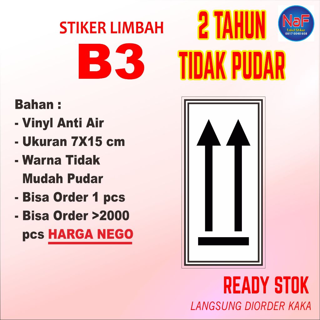 

Stiker limbah B3 label tanda simbol penunjuk tutup kemasan vinyl anti air