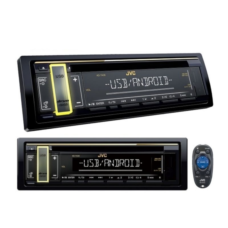 Single Din JVC KD T408 CD USB AUX 3x RCA - JVC KD t408 - jvc kdt408