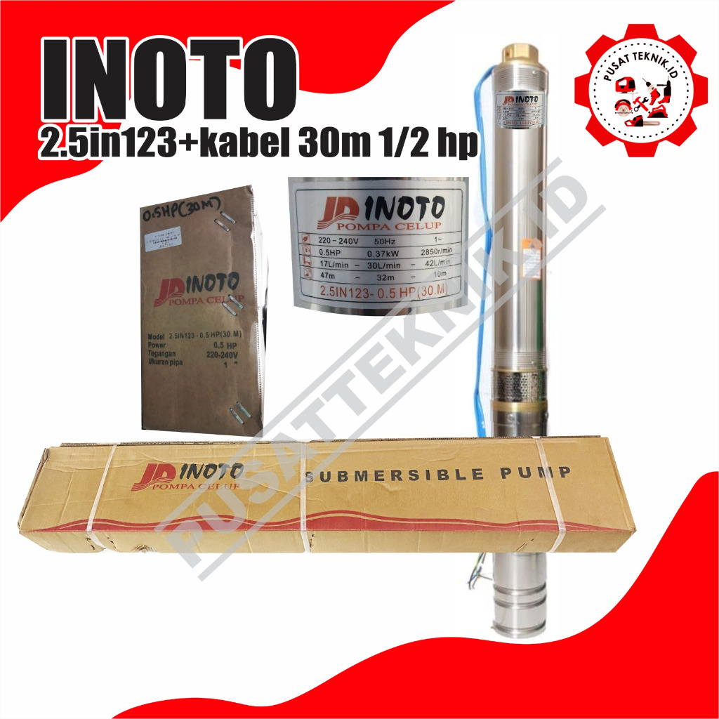 POMPA INOTO 2.5IN123+KABEL30M POMPA CELUP SATELIT INOTO 1/2HP 30M