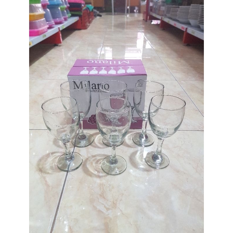 Gelas beling kaki/Gelas wine kedaung Stemware per6pcs