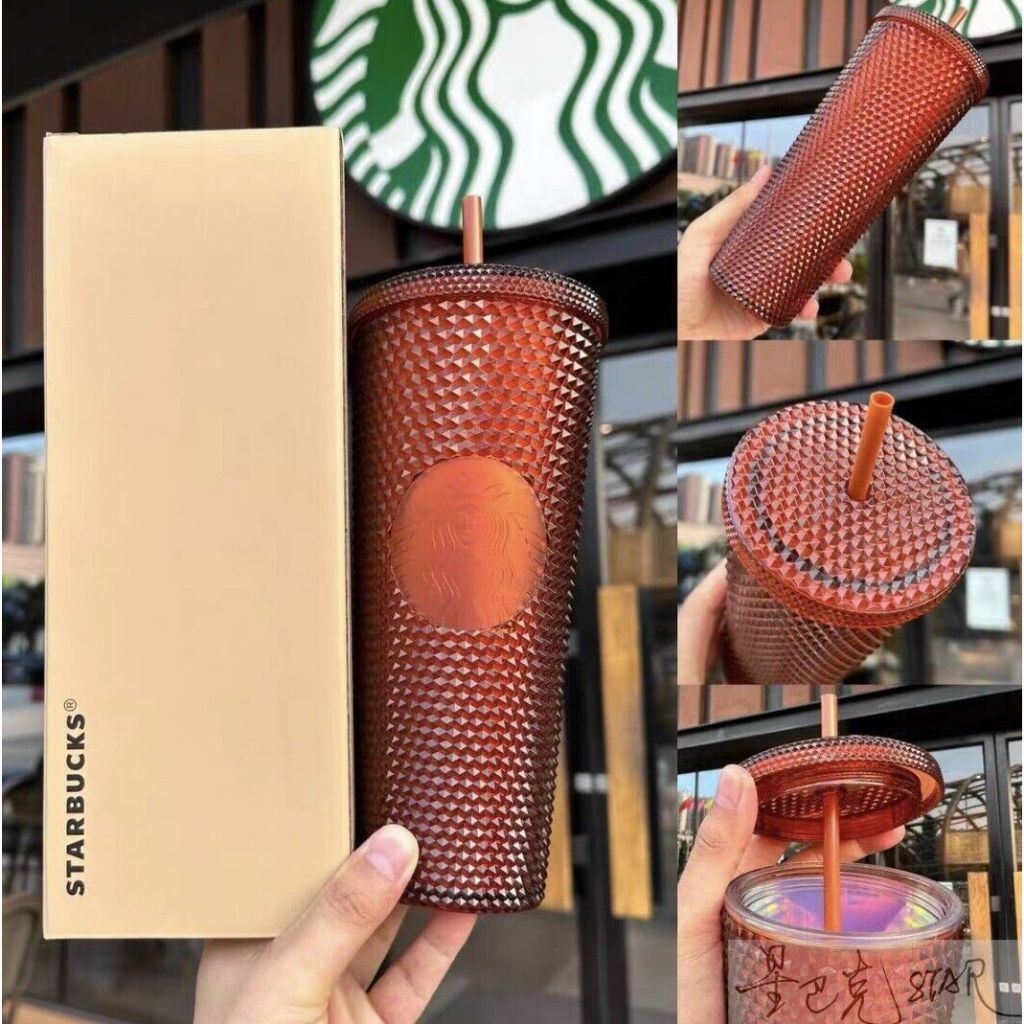 PROMO New Starbucks 2022 China Halloween Dark Pumpkin 710ml/24oz Studded Cup Tumbler Original (dorat