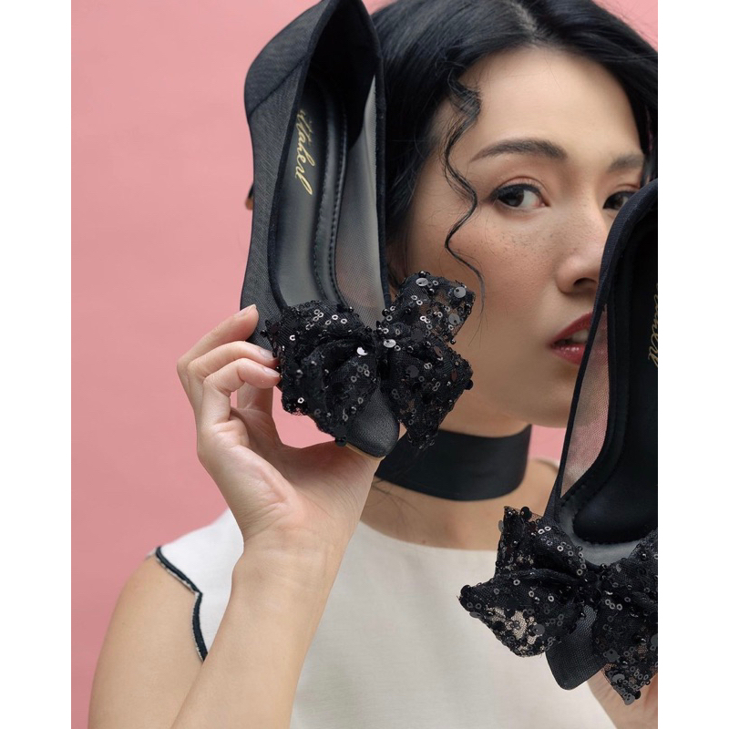 Ittaherl Jewel Thin Heels Pointy Ink 60mm Size 38