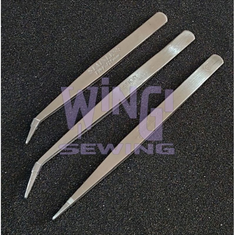 PINSET BENANG Mesin Jahit Pingset Stainless Steel Tweezer Jepitan Alat Bantu Kerajinan Tangan Penjep