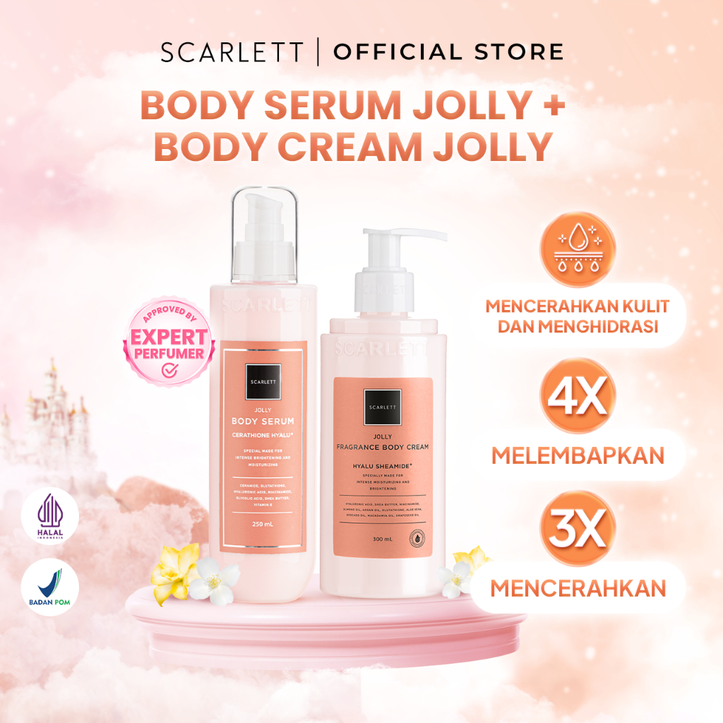 Scarlett Whitening Body Serum Jolly + Body Cream Jolly Mencerahkan dan melembabkan kulit by SCARLET 
