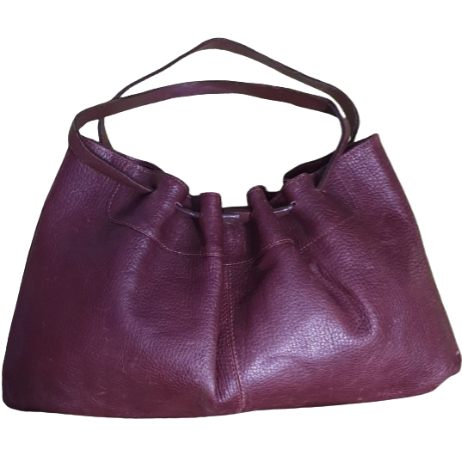 Tas Preloved wanita shoulder handbag top handle serut kulit asli tebal / tas second / tas bekas / ta