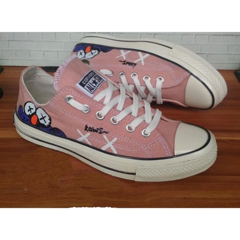 (GRATIS KAOS KAKI)36-40 SEPATU SNEAKER CONVERSEE X ELMO KAWS WARNA PEACH PRIA WANITA DEWASA DAN ANAK