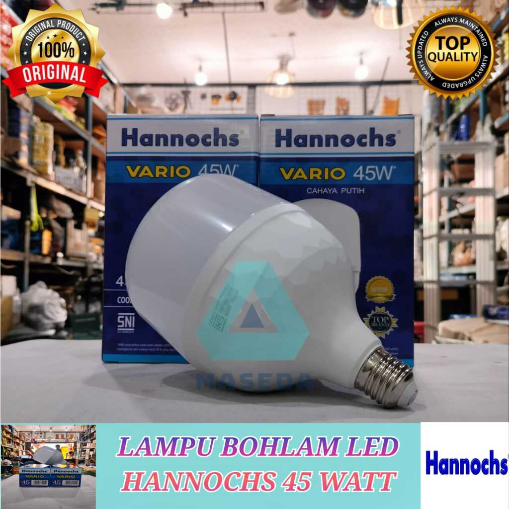 Lampu Bohlam LED Hannochs 45watt, Cahaya Putih