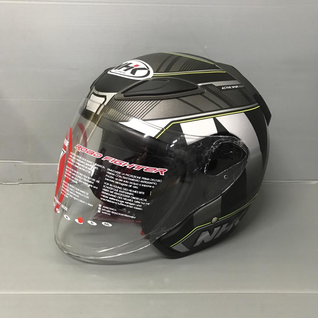 HELM NHK R6 MOTIF WAVE BLACK SILVER DOFF HELM NHK R 6 MOTIF HALF FACE