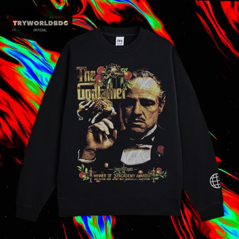 TRYWORLDBDG OFFICIAL "THE GODFATHER" CREWNECK | SWEATER | HOODIE | CREWNECK HITAM | CREWNECK THE GOD