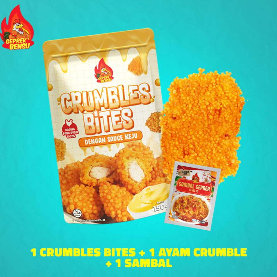 

Terlaris Crumble Bites + Ayam Crumble + 1 Sambal Sachet Geprek Bensu 20gr