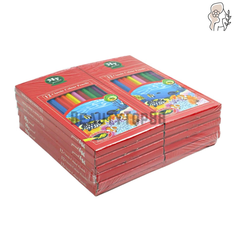 

Ready Stok Pensil 12 Warna Panjang MY PENCIL / Color Pencil Paper Box Classic / Coloring Set Anak Anak