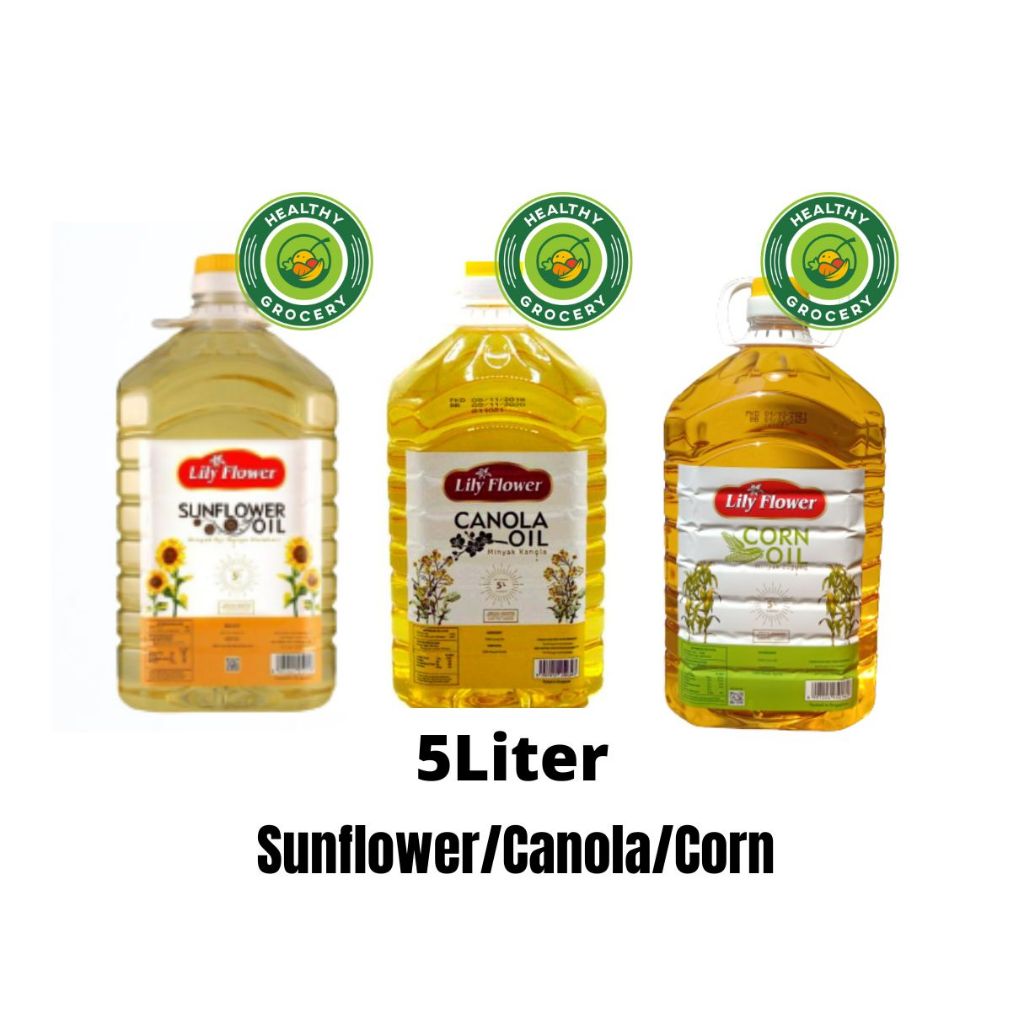 

Lily Flower Oil 5 Liter Canola OIL / Sunflower OIL / Corn OIL / MINYAK SEHAT / MINYAK MPASI / MINYAK GORENG / MINYAK JAGUNG / MINYAK BIJI MATAHARI / MINYAK KANOLA / LEMAK TAMBAHAN MPASI