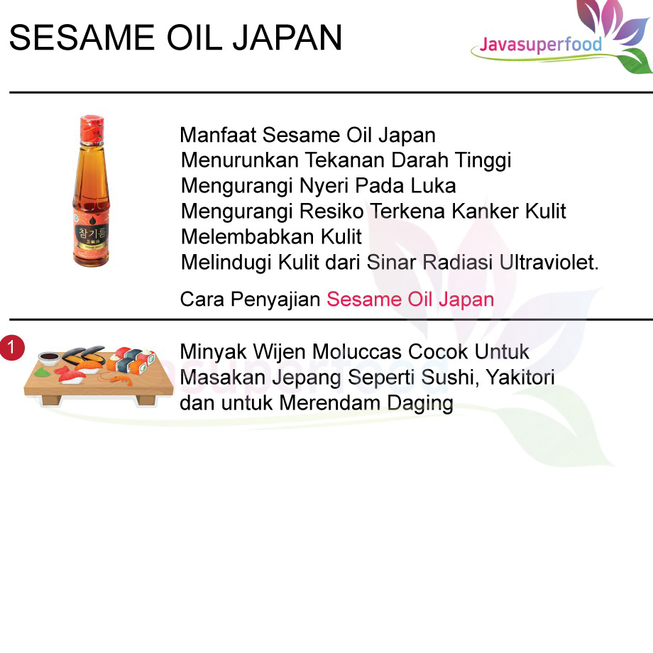 

Ready MINYAK WIJEN JAVA SUPER FOOD 135 ML / SESAME OIL KOREA