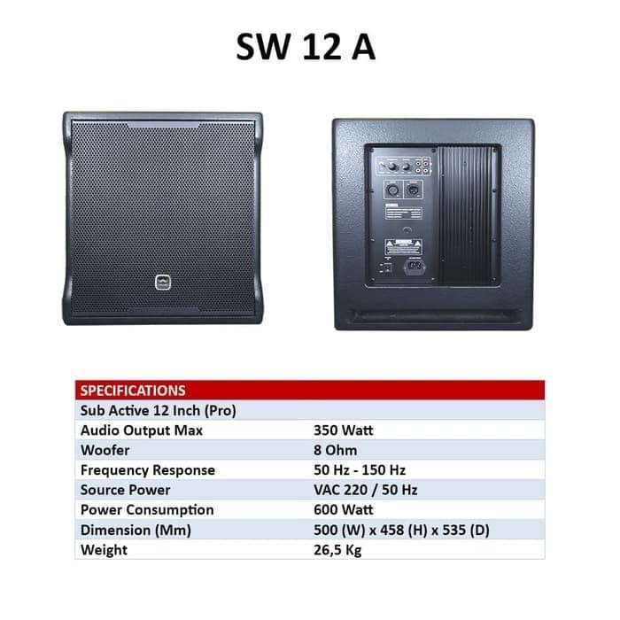 Subwooder Aktif Wisdom SW 12A 12 Inch Wisdom SW12A
