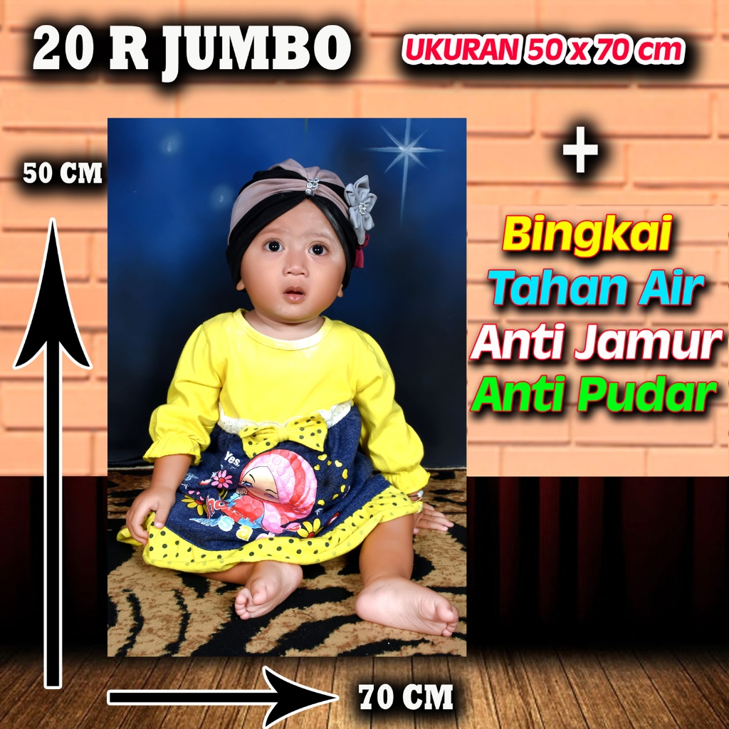 CETAK FOTO 20R JUMBO ( 50x70 CM ) + BINGKAI PAPAN MDF Premium baru
