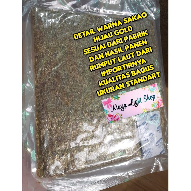 

Dijual Murah Nori sushi isi 50 lembar halal bahan sushi murah rumput laut dried seaweed bento sakao tokinori manjun sushi nori