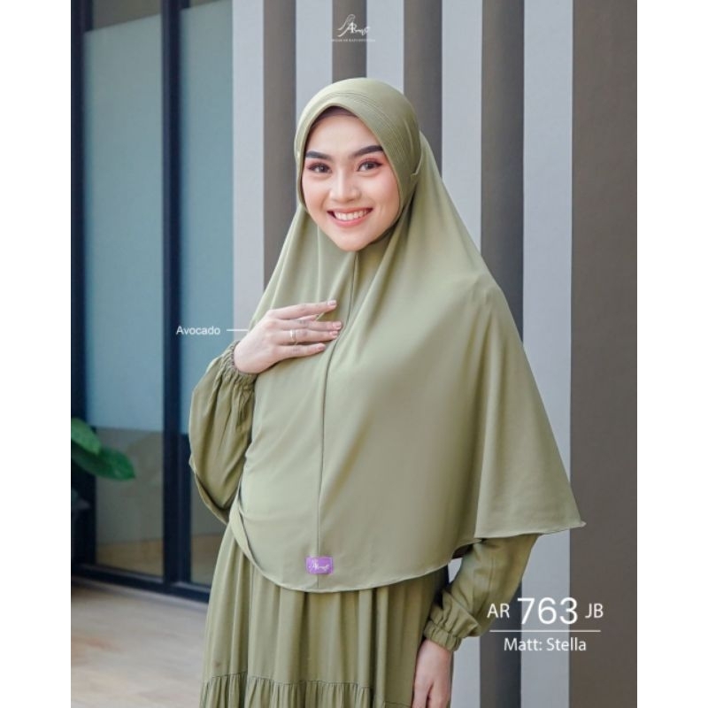 ARRAFI 763 Jilbab Kerudung tali jumbo Arrafi bergo nonpet hijab instan Khimar simpel Stella terbaru