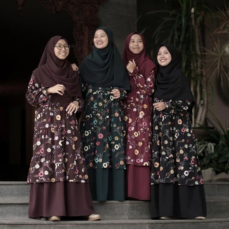 Gamis Oldi Raffles Motif bunga Model Tunik By Hijab Alila