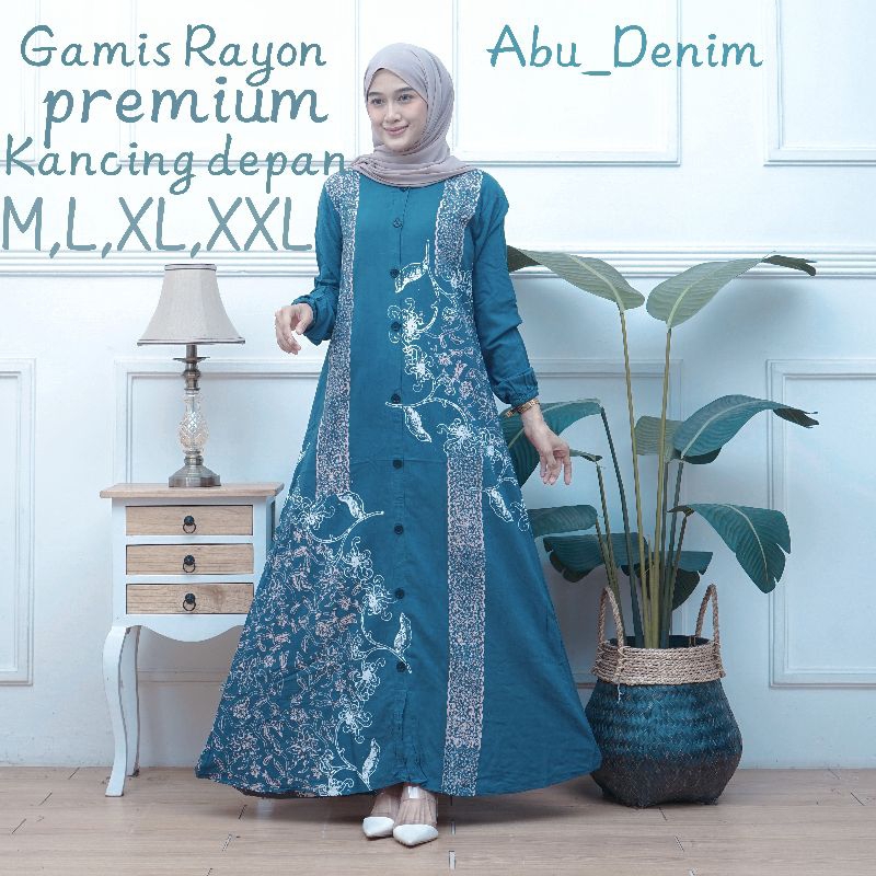 Gamis Rayon Premium Kancing Depan/busui friendly/Terlaris